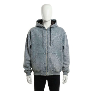 Sweat à capuche pour homme KIVOTECH avec strass, 100% coton molletonné, design et logo personnalisés, vêtements d'hiver, respirant et à séchage rapide, unisexe - Product Image 1