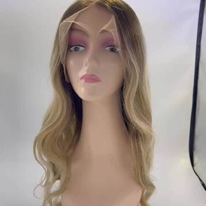 Perruque Lace Front Wig naturelle péruvienne, cheveux humains, Body Wave, couleur blond ombré, 100% vierge, avec ligne de cheveux pré-épilée, qualité supérieure - Product Image 1