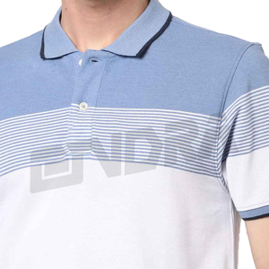 Tee-shirt polo rayé pour hommes coupe ajustée style décontracté tissu cool col classique manches courtes look tendance vêtements quotidiens mode de rue - Product Image 1