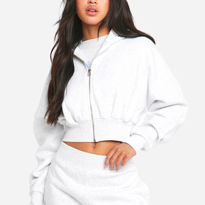 Sudadera con capucha corta personalizada para mujer, sudadera con capucha corta al por mayor, tejido polar suave de primera calidad - Product Image 2