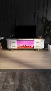 Soportes de TV de chimenea electrónicos de madera Producto de Venta caliente Soportes de TV dorados modernos y de lujo con conexión Bluetooth - Product Image 3