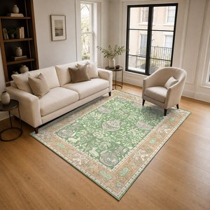 พรมเชนิลล์ลายเมดัลเลียนสีทองแดงแบบดั้งเดิม รุ่น LXDP-0025 จาก RUGS DEPOT สำหรับขายส่ง พิมพ์ลายดิจิทัล ซักเครื่องได้ ไม่ลื่น - Product Image 2