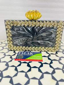 Bolso de mano de resina para mujer hecho a mano de moda al por mayor, bolso de mano de lujo con piedra de ágata Natural, borlas, diamantes, abalorios, bordado de perlas - Product Image 4