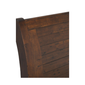 Cadre de lit traîneau en teck naturel avec panneaux de bois incurvés élégants - Product Image 4