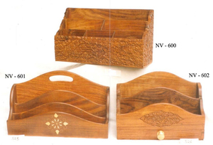 Porte-lettres en bois de teck antique/support organisateur de Style boîte artisanal pour la décoration de la maison artisanat en bois poli - Product Image 2