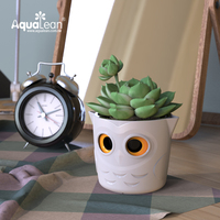 Pot Bunga Plastik Minimalis Aqualean Small 4 Inch Flow Mark Self Watering Cool Gray untuk Taman Rumah