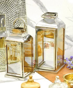 โคมไฟโมร็อกโกพร้อมกระจกสีเงินทนทานและโครงเหล็กสำหรับตกแต่งคริสต์มาสบ้านบ้านไร่สวน - Product Image 1