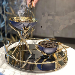 Nuevo juego de quemador Bakhoor elegante de Oriente Medio de Metal decorativo con bandeja, fragancia hecha a mano y uso religioso - Product Image 6