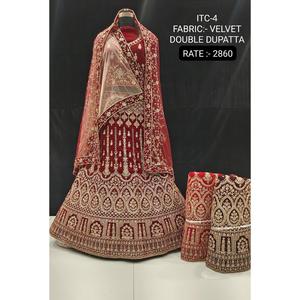 Vêtements indiens et pakistanais pour femmes à forte demande Velvet Jarkan Diamond Lehenga Choli avec accessoires Vêtements d'Inde - Product Image 2
