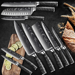 ชุดมีดทำครัว10ชิ้นทำด้วยมือลายดามัสกัสทำจากสแตนเลสสตีลสีดำมือจับเรซิน kiritsuke boning bread Santoku เชฟ - Product Image 2