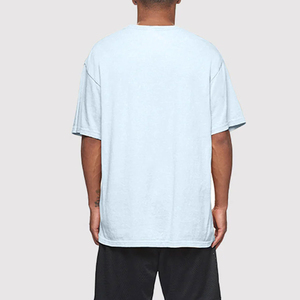 Camisetas de gran tamaño de manga corta de Color sólido de corte holgado de alta calidad para hombre Camiseta ligera con cuello redondo y logotipo impreso DTG personalizado - Product Image 6