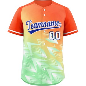 Camiseta de béisbol al por mayor OEM, transpirable, de poliéster, con botones, de alto rendimiento, con logotipo personalizado por sublimación y detalles del jugador. - Product Image 2