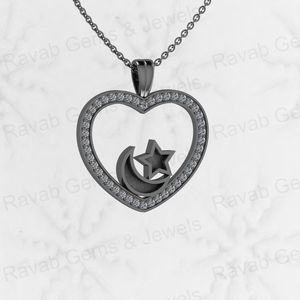 <b>Top</b> Selling 925 Sterling Silver <b>Heart</b> Charm With Star Moon Bezel Blank CZ Pendant Base Keepsake Breastmilk Jewelry Wholesaler - Product Image 3