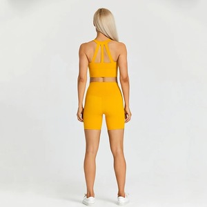 Conjunto de Yoga a la moda, ropa deportiva, conjunto de Yoga, trajes de gimnasio, Top corto acolchado, sujetador, bolsillos, pantalones cortos deportivos, conjunto de 2 piezas, entrenamiento - Product Image 4