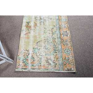 Tapis turc 2,2 x 7,5 pieds, tapis vintage, tapis oriental vert en laine - Product Image 5