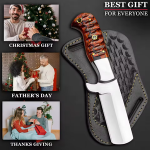 Cuchillo de Acero de Damasco al por Mayor OEM, Cuchillo de Caza con Mango Completo, Punta de Caída Fija, Funda de Cuero, Supervivencia en Campamentos, 1 Año - Product Image 4