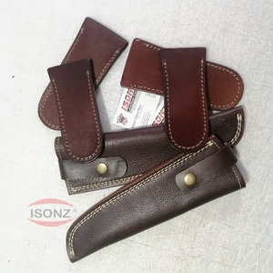 Gaine de couteau de chef en cuir personnalisé ISONZ avec boîtier en acier à doublure en daim étanche pour le support OEM de protection de lame - Product Image 1