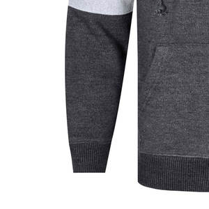 Sweat à capuche zippé haut de gamme pour homme, bicolore gris et anthracite, en polaire, style streetwear urbain de luxe - Product Image 5