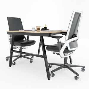 Table d'appoint minimaliste Aconcept HBAC051 en 2 parties, 100x100cm, en contreplaqué mélaminé avec pieds en fer - Product Image 4