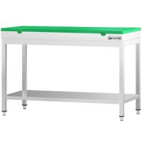 Table de travail commerciale en acier inoxydable PREMIUM - 1200x600mm - avec étagère inférieure - avec planche à découper verte