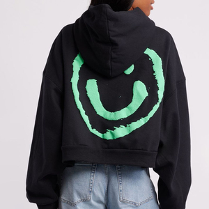 Sweat à capuche personnalisé sans ficelle pour femmes d'automne 3d logo Puff Print Hoodies - Product Image 5