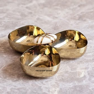 Bol à soupe décoratif, plat de service, décoration de haute qualité, bol à fruits rond, couleur dorée brillante, nouvelle conception, fleur - Product Image 3