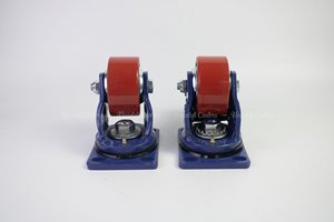 ล้อเบรกโพลียูรีเทนสีแดงขนาด4นิ้วล้อหมุนสำหรับงานหนักแกนเหล็ก400กก. - Product Image 5