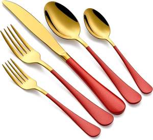 Wedding Metal Flatware <b>Set</b> with Yellow Resin Handle Elegant <b>Cutlery</b> Perfect for Banquet Party Catering Hotel and Home Dining - Product Image 4
