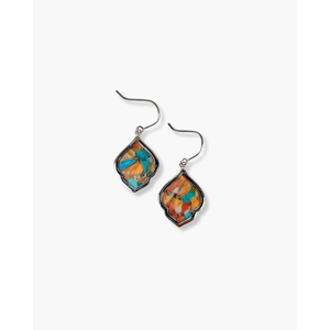 Compressed <b>Turquoise</b> and Spiny Oyster Hook Crystal Earrings - Product Image 2