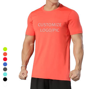Camiseta de poliéster atlético de color liso con estampado personalizado, Camiseta deportiva de alta calidad para correr, secado rápido, venta al por mayor - Product Image 1