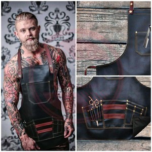 Tablier de coiffeur en cuir professionnel pour la coupe de cheveux Cape et tablier de coiffeur \ Fournitures de coiffeur personnalisées - Product Image 6