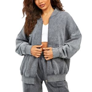 Survêtement délavé à l'acide pour femmes avec impression de logo entièrement personnalisé, survêtement délavé à l'acide pour femmes 2026 - Product Image 3