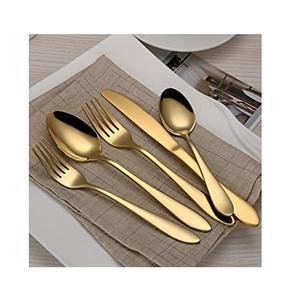 Couverts de luxe en acier inoxydable Offre Spéciale pour banquet et mariage, couverts plaqués or brillant, ensemble de cuillères et fourchettes sûrs et sains - Product Image 4