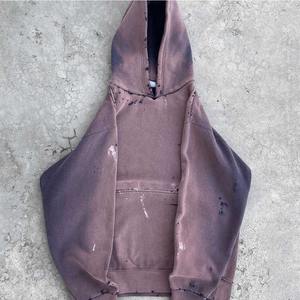 Sweat à capuche vierge personnalisé Impression personnalisée Sweatshirts à capuche en coton épais vieilli pour hommes - Product Image 5