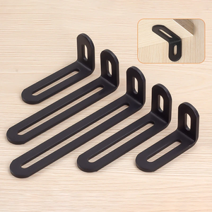 Support triangulaire réglable en acier inoxydable noir pour fixation <span class=keywords><strong>d</strong></span>'<span class=keywords><strong>angle</strong></span> droit à 90° avec trou long pour meubles - Product Image 2