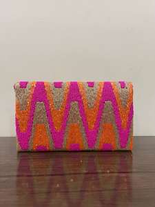 Perles de verre multicolores Poignée de sac à main Casual Indian Handicraft Handmade Baguette Bag MS Handicraft Brand Beads - Product Image 2