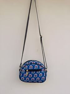 Indian Handmade Eco-Friendly Women's Boho Vintage Lightweight Daily Use Floral Hand Block Printed Pure Cotton Zipper Crossbody - Product Image 6