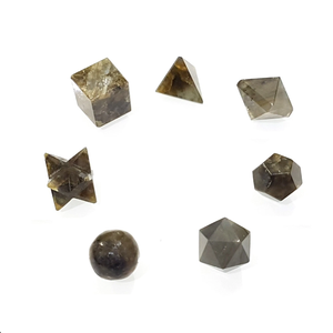 Ensemble de géométrie en cristal de labradorite, pierre naturelle sacrée sculptée pour la guérison des solides platoniques Formes géométriques uniques - Product Image 6