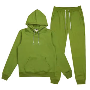 ชุดวอร์มสีเขียวสดใสมีฮู้ดและกางเกงวิ่งที่ทันสมัยเหมาะสำหรับการออกนอกบ้านแบบสบายๆและสวมใส่สบายทุกวัน - Product Image 1