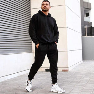 Survêtement unisexe d'hiver sportif 2 en 1 à capuche coupe-vent avec taille élastique en spandex/polyester de haute qualité - Product Image 1