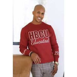 HBCU Educated Chenille Sweatshirt Maroon & Neutral Embroidered Letters Cotton Blend Greek Fraternity Divine Nine Apparel - Product Image 2
