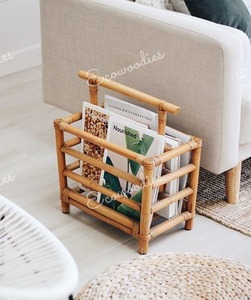 Rustic Newspaper Holder Stands Modern Magazine Collector Portable <b>Bamboo</b> Magazine <b>Rack</b> with Handle Newspaper Stand Organizer - Product Image 2