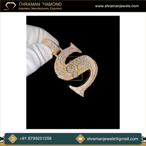 10,53 CTS 925 Plata de Ley Unisex personalizado Iced Out Baguette VVS bloque letras iniciales Moissanite diamante colgante para fiesta - Product Image 5