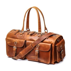 Stylish Luxury Large Capacity Weekender <b>Leather</b> <b>Duffle</b> <b>Bag</b> High Quality Zipper Closure Custom Logo Durable Features Unisex - Product Image 1