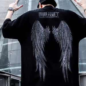 Qualité supérieure soleil fondu strass travail hommes o cou t-shirts T-Shirt fabriqué avec le meilleur matériel en gros - Product Image 4