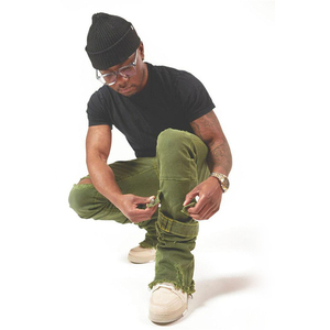 กางเกงยีนส์แฟชั่นทรงหลวมสำหรับผู้ชายกางเกงยีนส์ทรงตรงมีกระเป๋าหลายกระเป๋าสำหรับผู้ชาย - Product Image 3