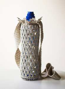 Porte-bouteille en macramé bleu coton écologique décor à la maison cadeau de noël intérieur extérieur - Product Image 2