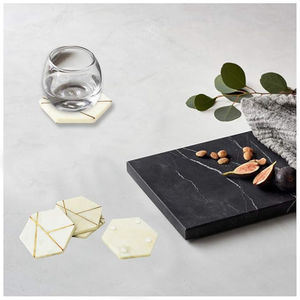 Modern White Handmade Coaster <b>Tea</b> Coffee and Cocktails Perfect <b>for</b> Home <b>Parties</b> Tabletop Protection <b>Set</b> of 4 Coasters - Product Image 3