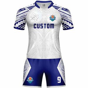 White/Blue Rugby Uniforms Stylish Teamwear High Performance Fabric Customized Fit Durable & Comfortable for Rugby <b>Matches</b> - Product Image 2