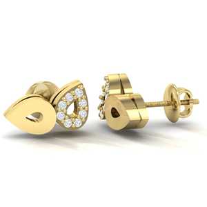 Pendientes de Oro Certificado de 14Kt/18Kt con Forma de Pera y 16 Diamantes Reales, Peso Total de 0.07ct - Product Image 3